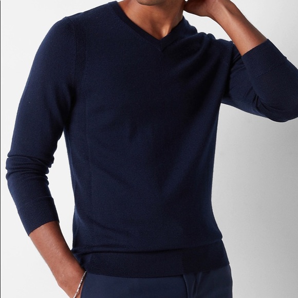 Express dark blue Wool V neck Sweater SM - Picture 1 of 6